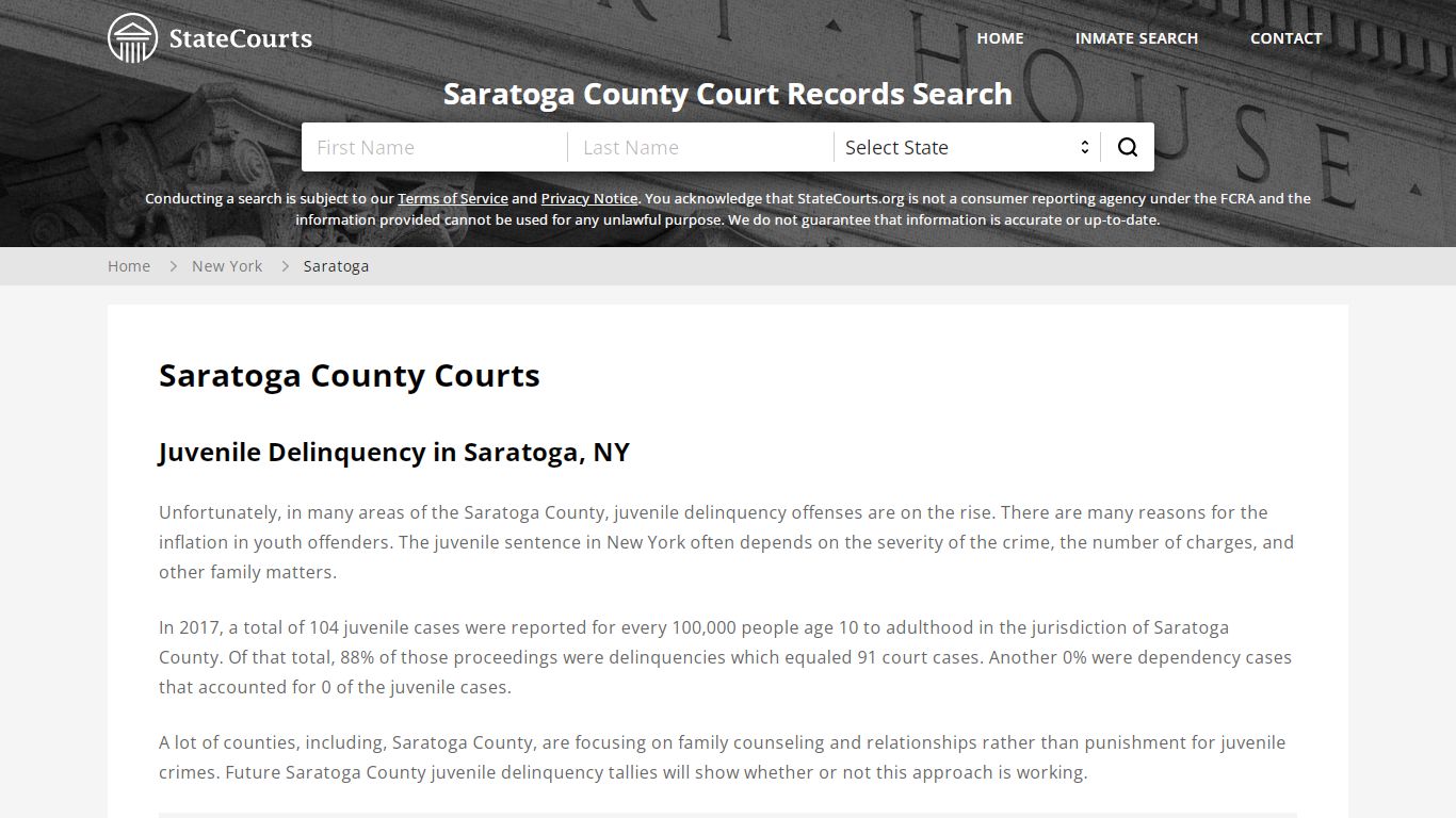 Saratoga County, NY Courts - Records & Cases - StateCourts