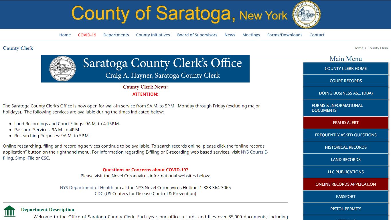 County Clerk - Saratoga County, New York